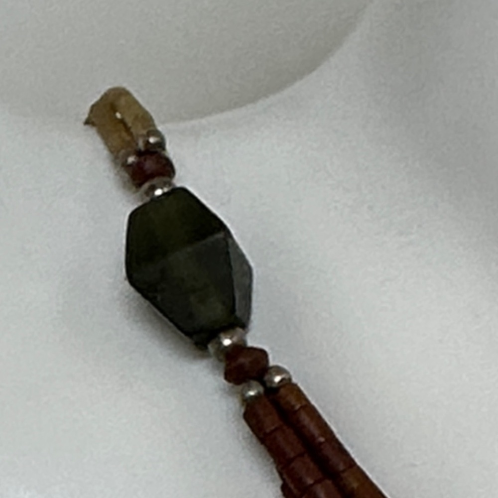 NAVAJO Beaded Necklace in Brown and Teal - Picture 4 of 10
